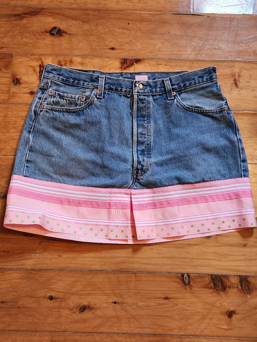 Adorable, Sexy Custom-Crafted Denim Mini Skirt, size L/10